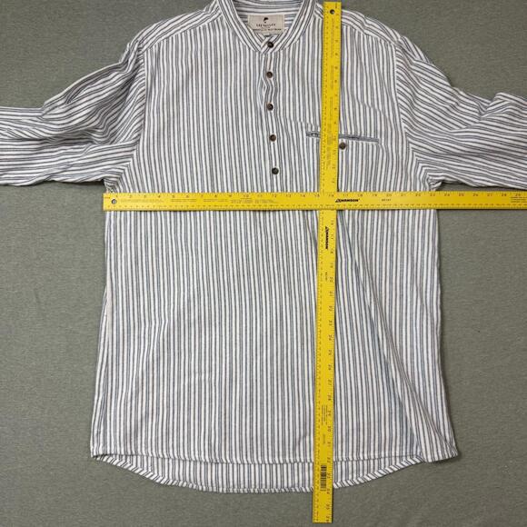 Lee Valley Ireland Grandfather Shirt Mens XL Blue Striped The Orig Flannel - Picture 3 of 6